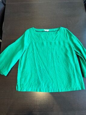 Boden Bright Emerald Scoop Neck 3/4 Sleeve Tunic